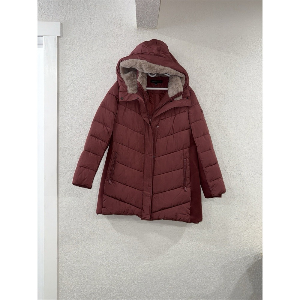 Andrew Marc Walker Jacket Women's Size X-Large Pink Terra Rose Faux Fur Hooded